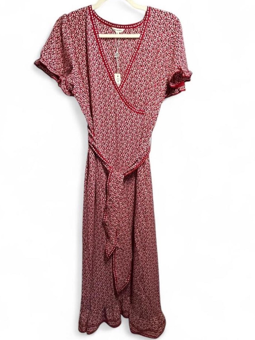 Max Studio Burgundy Floral Wrap Maxi Dress